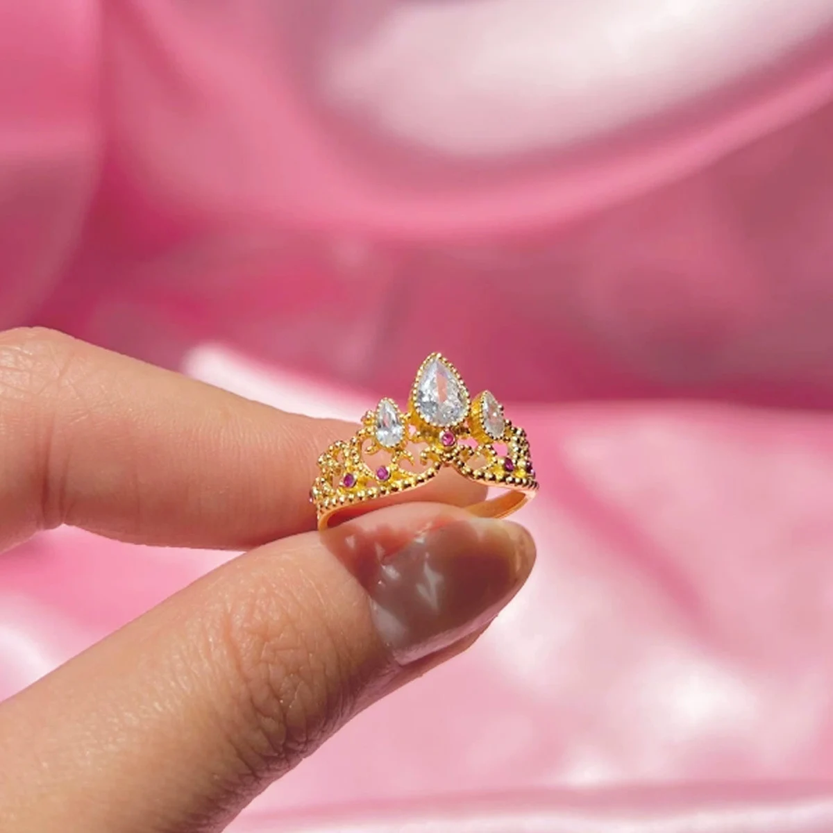 Crown Shaped Ring Princess Jewelry For Women Girl Fashion Wedding Accessories Gold Color Finger Rings （No Box） Gift For Her image 5