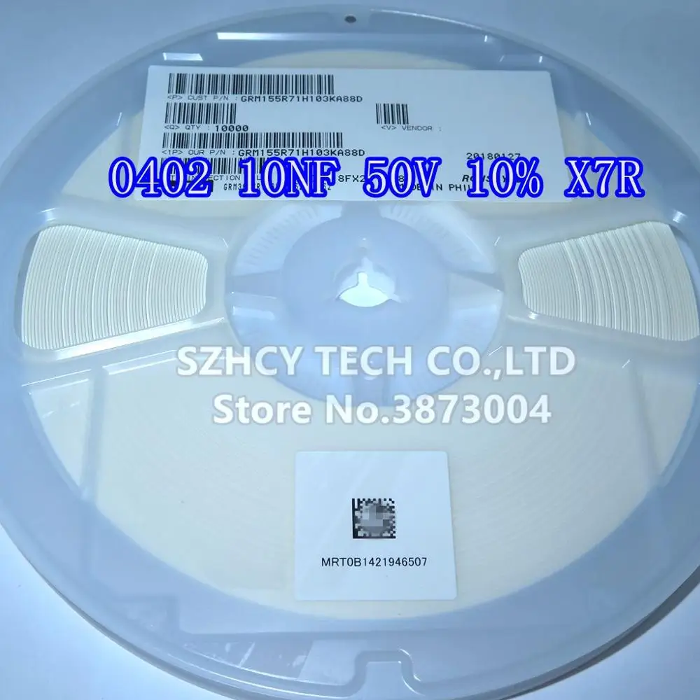 

10000Pcs 0402 10NF 50V 10% X7R GRM155R71H103KA88D New and origianl