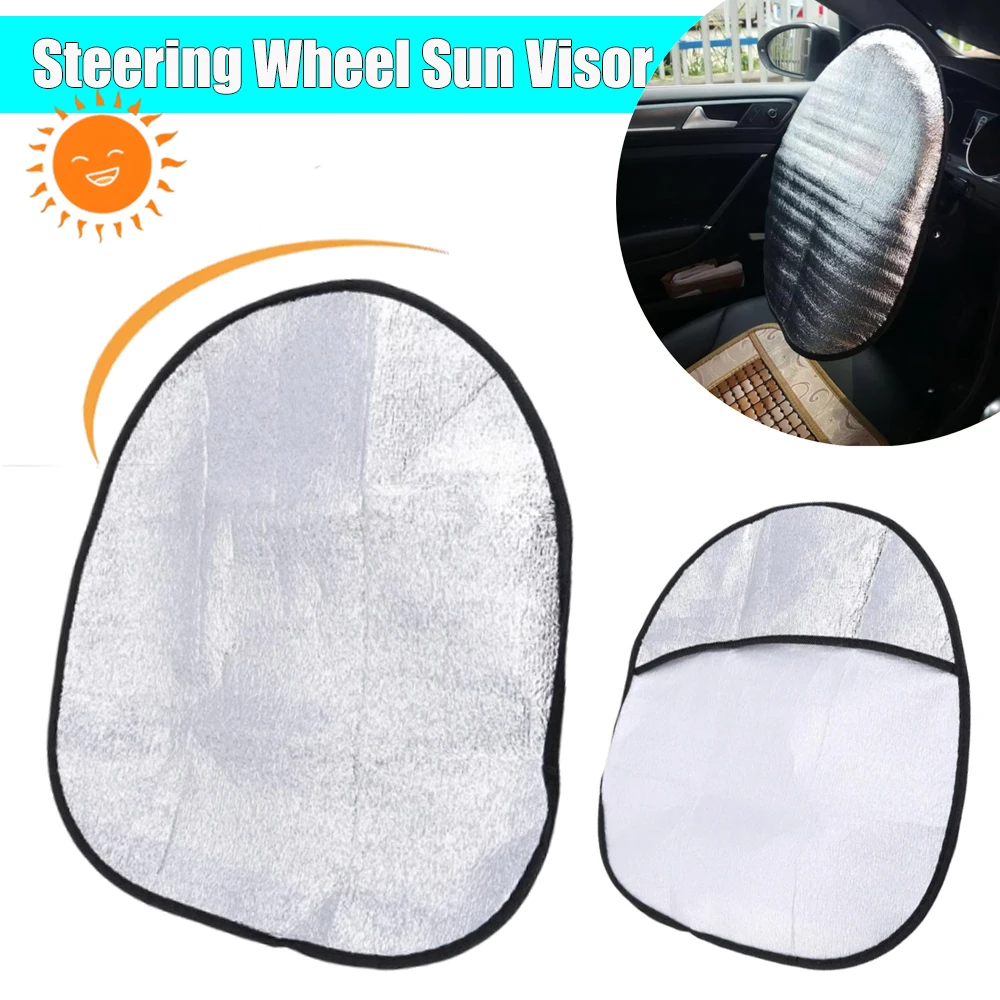 

Car Steering Wheel Sunshade Pearl Cotton Steering Wheel Dust Cover Silver Double-Layer Thickened Sun Protection Car Accessories