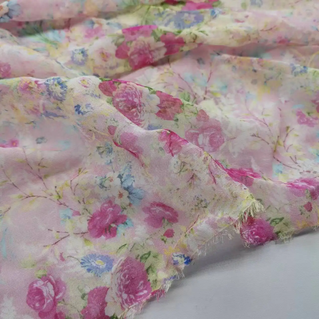 Big Deal 3 Yards Silk Georgette Chiffon Pure Silk Floral Fabric