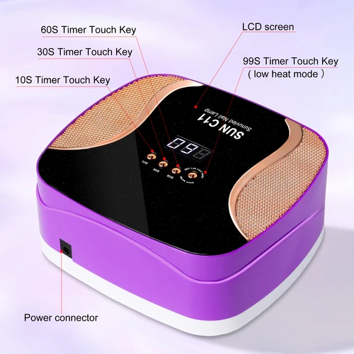 Imagen 2 del producto Lámpara secadora de uñas profesional SUN C11, lámpara de manicura de 67LED para un curado rápido, todo el esmalte de uñas de Gel UV, herramientas de salón de secado de uñas