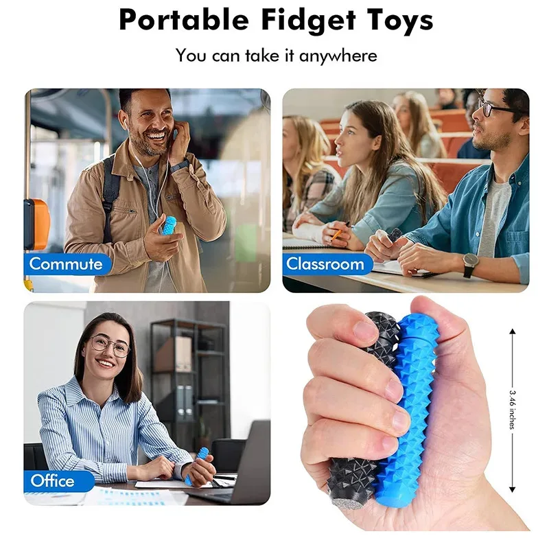 3D Gedrukt Pijn Stim Fidget Speelgoed Roterende Spiky Grippie Zintuiglijke Ingang Angst Autisme Kantoor Reizen Nieuwigheid Speelgoed Spike Roller