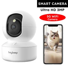 Boykeep 2K 애완견 카메라(휴대폰 앱 포함), 5G/2.4GHz WiFi 실내 보안 베이비 카메라, 360 °   팬 & 틸트, 양방향 오디오, 야간 투시경