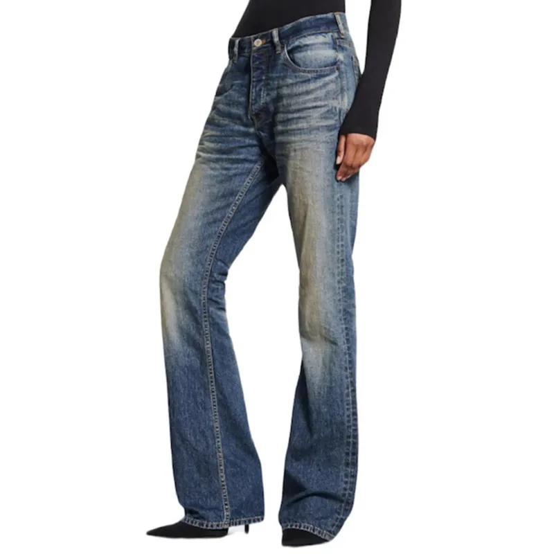 Hksh primavera novos homens maré escuro queimado calças de brim finas lavadas vintage unisex desgastado enrugado calças jeans longas high street retro hk8741