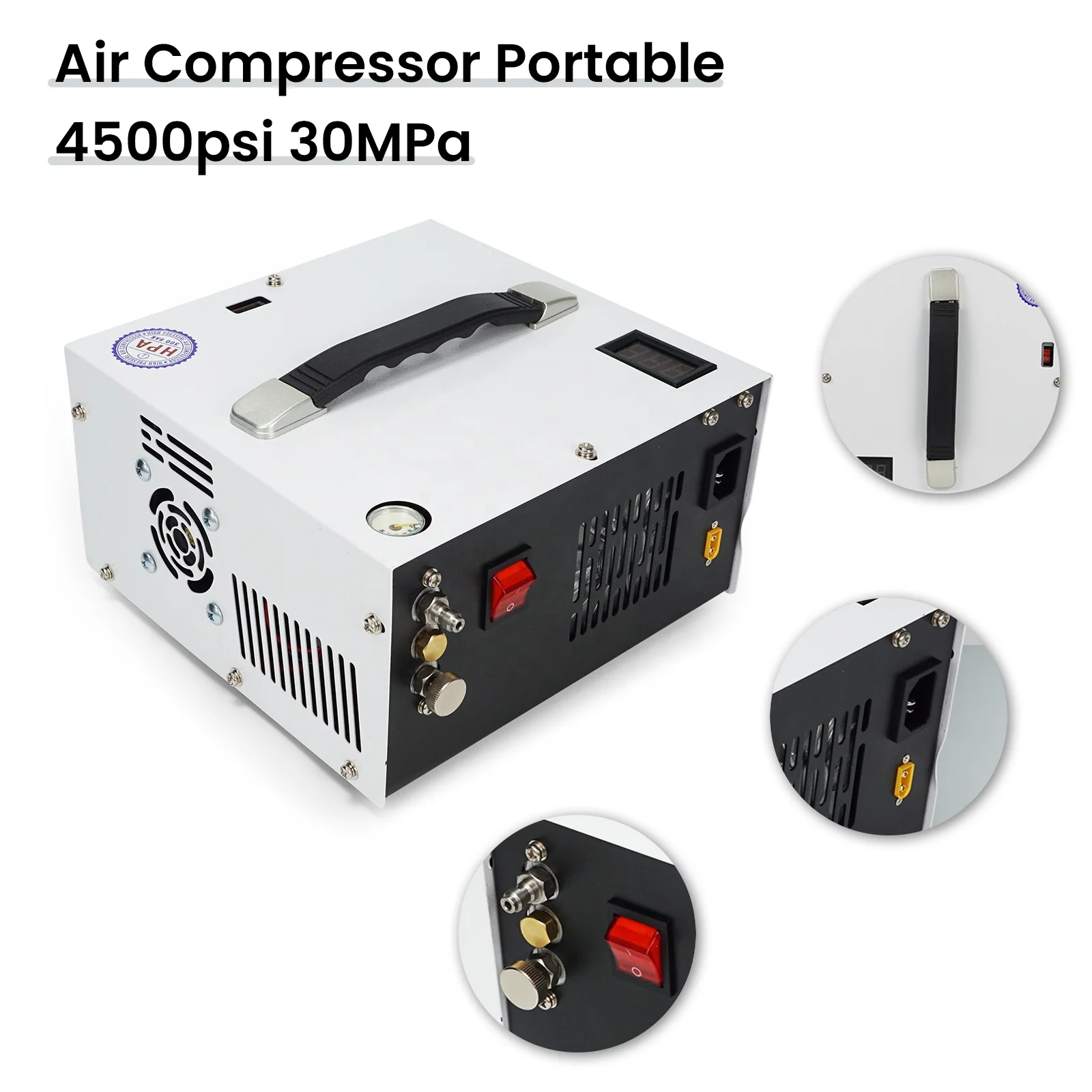 Portable Built-In Transformer 12V Car Power High Pressure 110V 220V 4500psi 300bar   Air Compressor