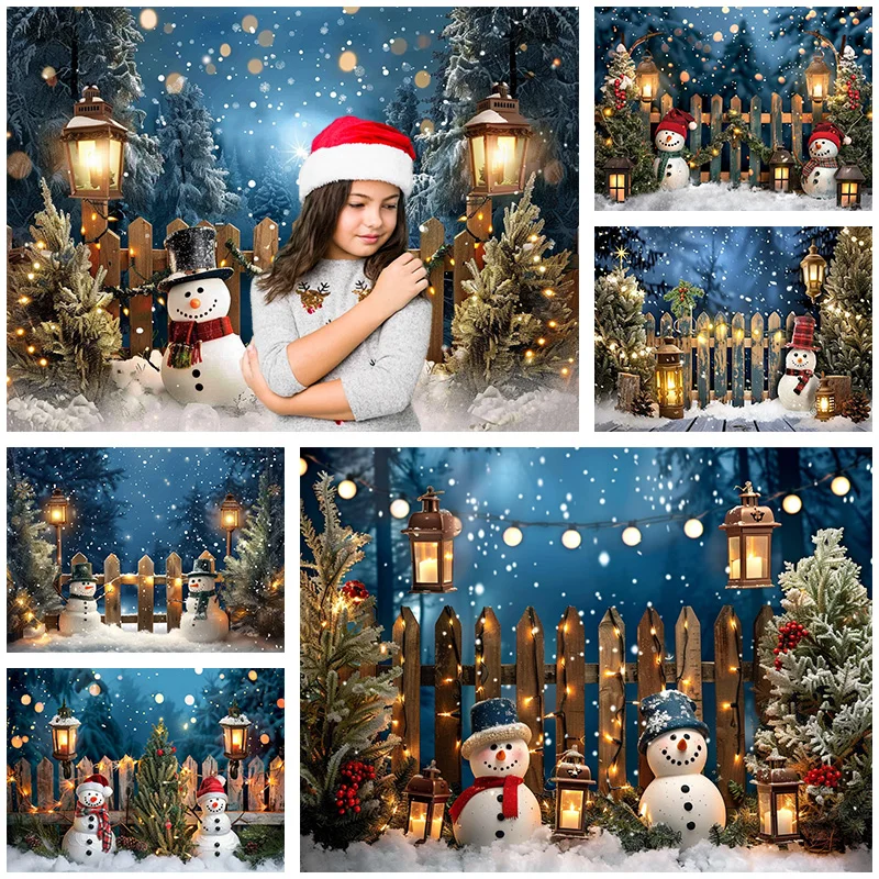 

Mocsicka Winter Photography Background Christmas Party Pine Tree Backdrop Snowman Snowy Kid Portrait Cake Smash Photo Banner