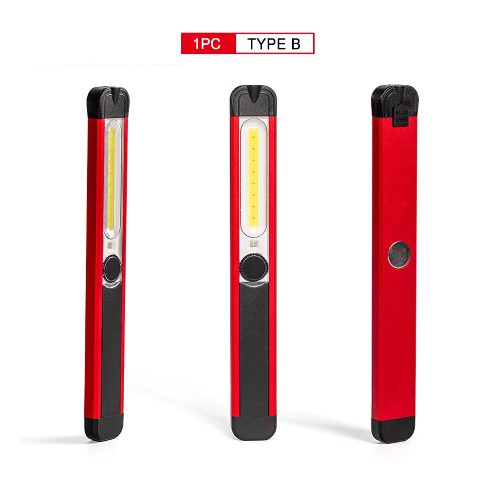 Powerful Work Light COB LED Flashlight Magnetic Work Lamp USB Rechargeable Torch Inspection Light with Red / White Light 4 Modes