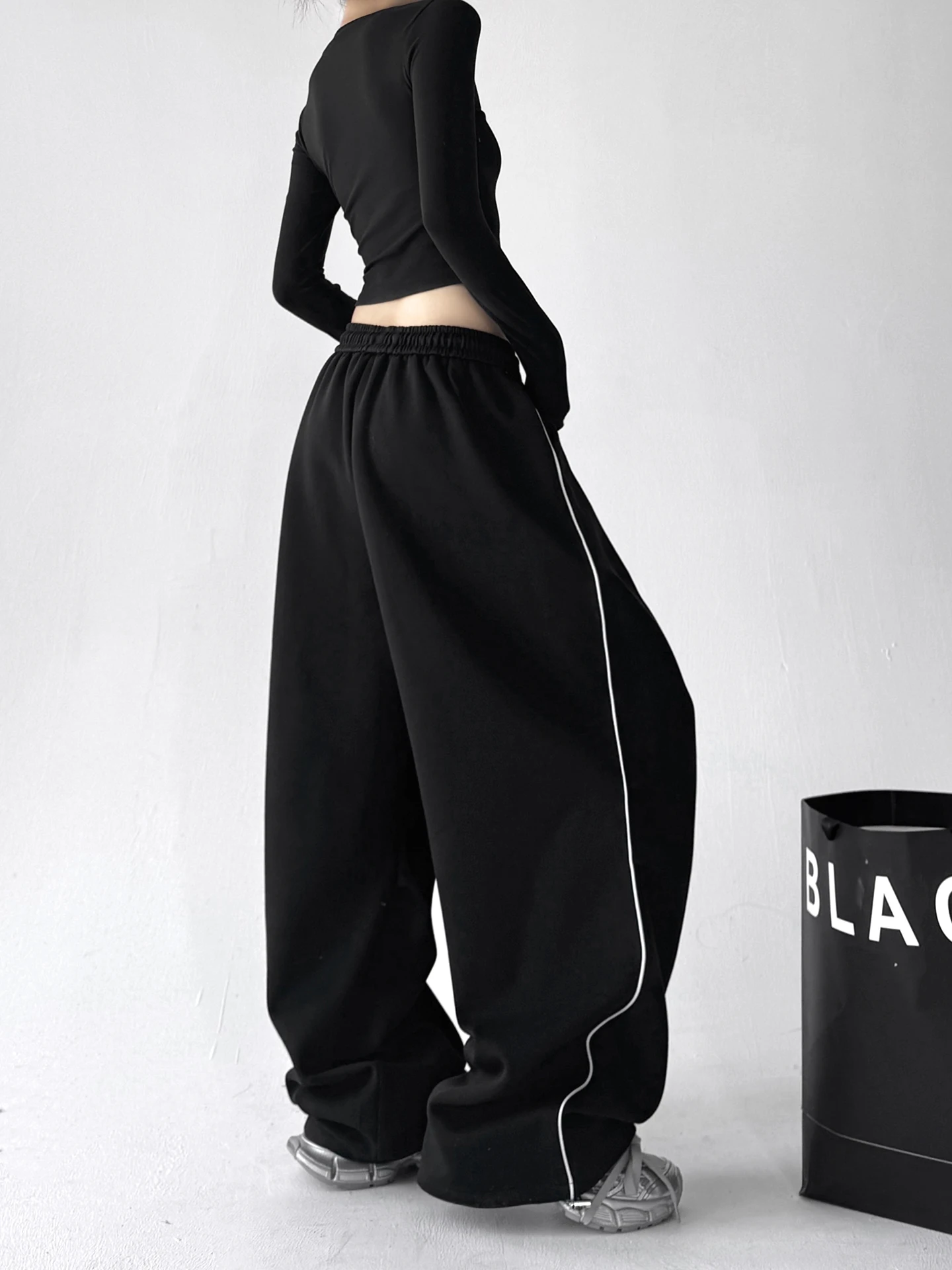 Faion ارتفاع الخصر واسعة الساق سراويل تقليدية المرأة فضفاضة تناسب التخسيس الراقية مشاعر الخريف جديد وصول السيدات السراويل