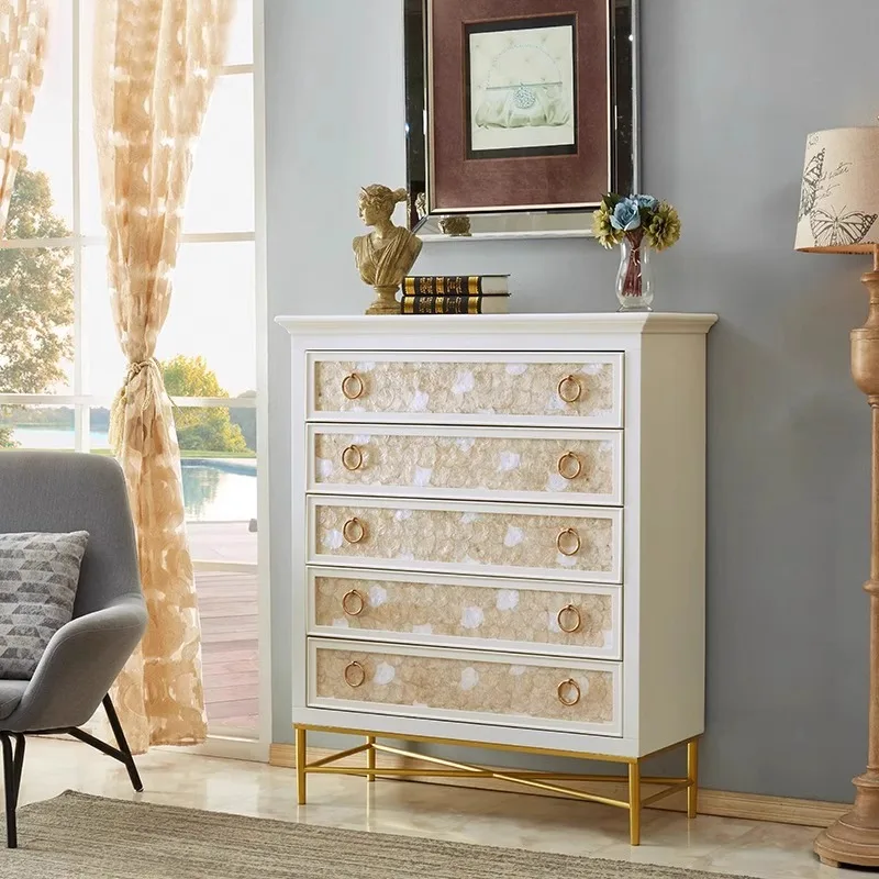 Shell furniture, living room, chest of drawers, Nordic light luxury door cabinets, bedroom lockers, American solid wood storage