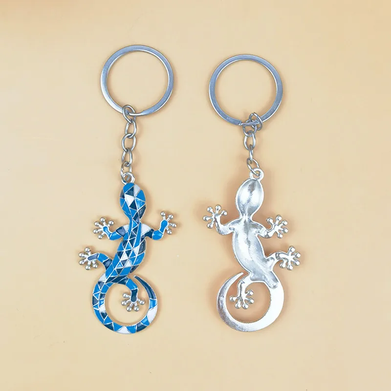 Fashion Lizards Reptile Keychain Enamel Metal Simulation Gecko Charms Key Holder Unisex Handbag Wallet Ornaments Souvenir Gifts