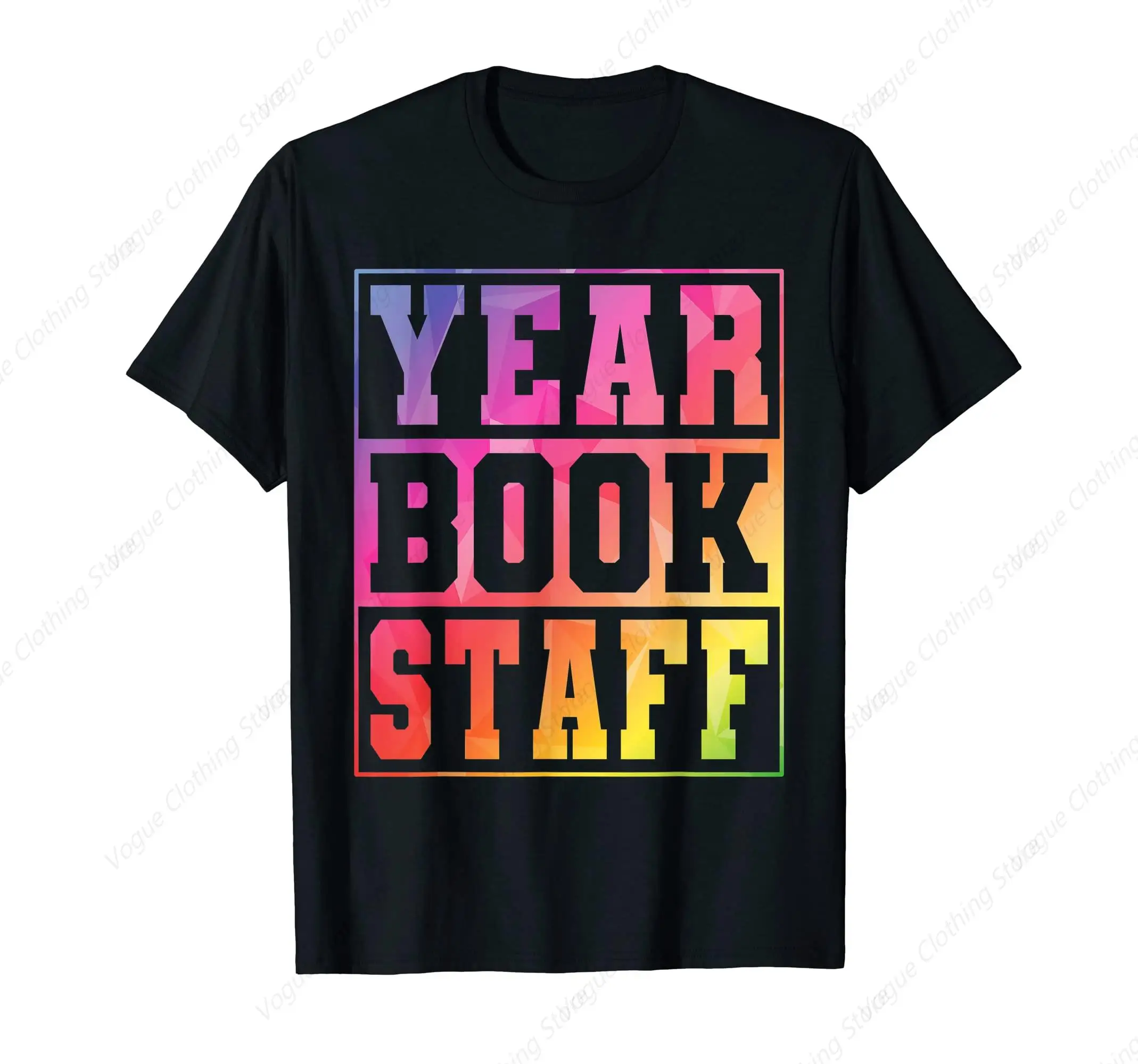 Colorful School Yearbook Staff T-Shirt Soft Short Sleeves Cotton Clothing Outdoor Leisure Daily Tee