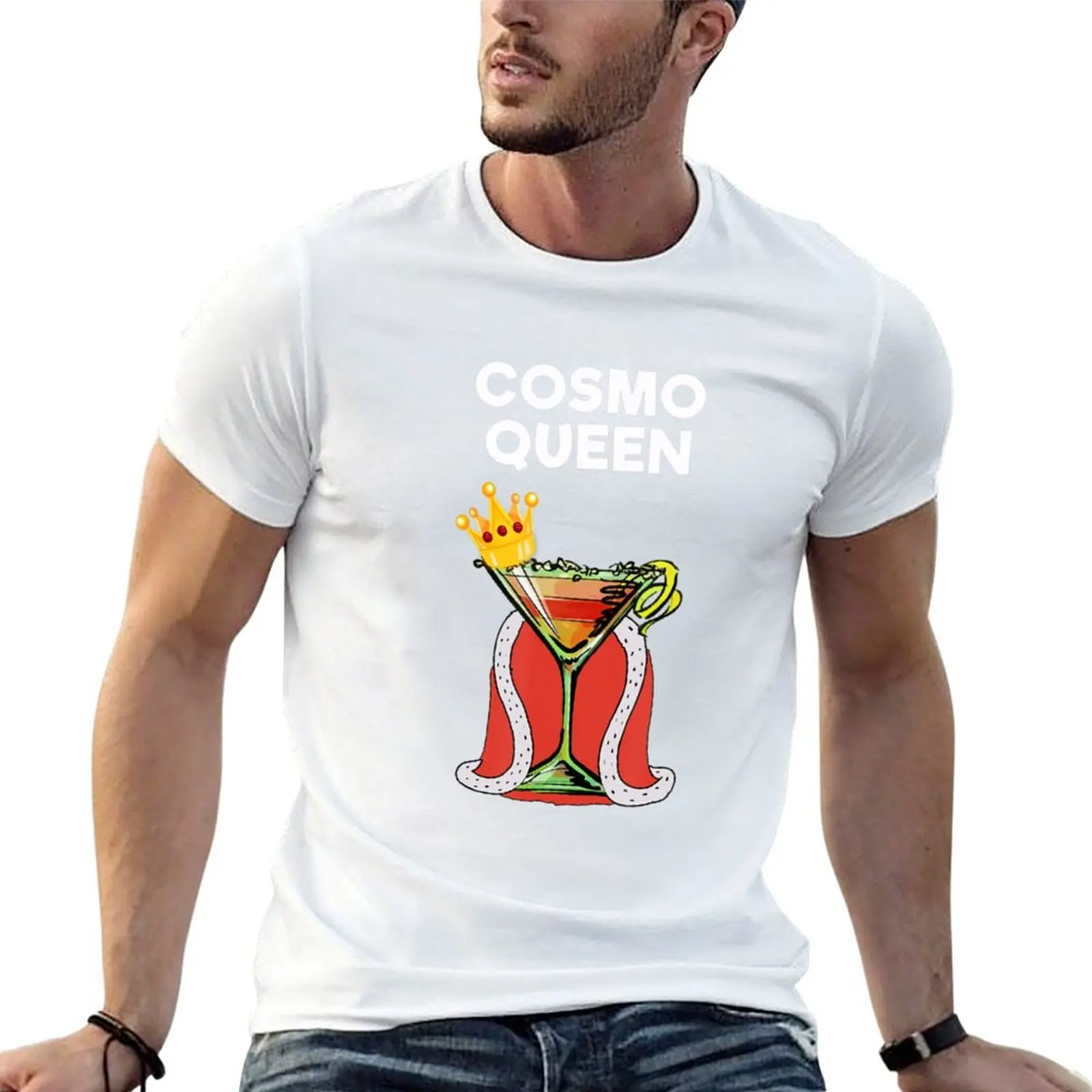 Camiseta masculina engraçada Cosmopolitan Cosmo Drink Funny Cosmo Queen, camiseta masculina de luxo, camisetas de luxo para homem, camiseta engraçada de algodão