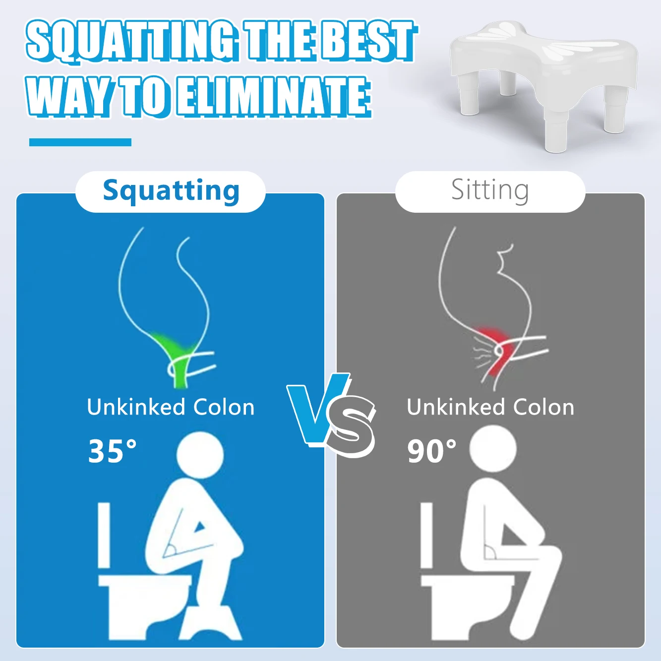 Toilet Stool, Modern Sleek Design | Squatting Position Helps Improves Bowel Health & Relieves Constipation (Relaxed 6.1