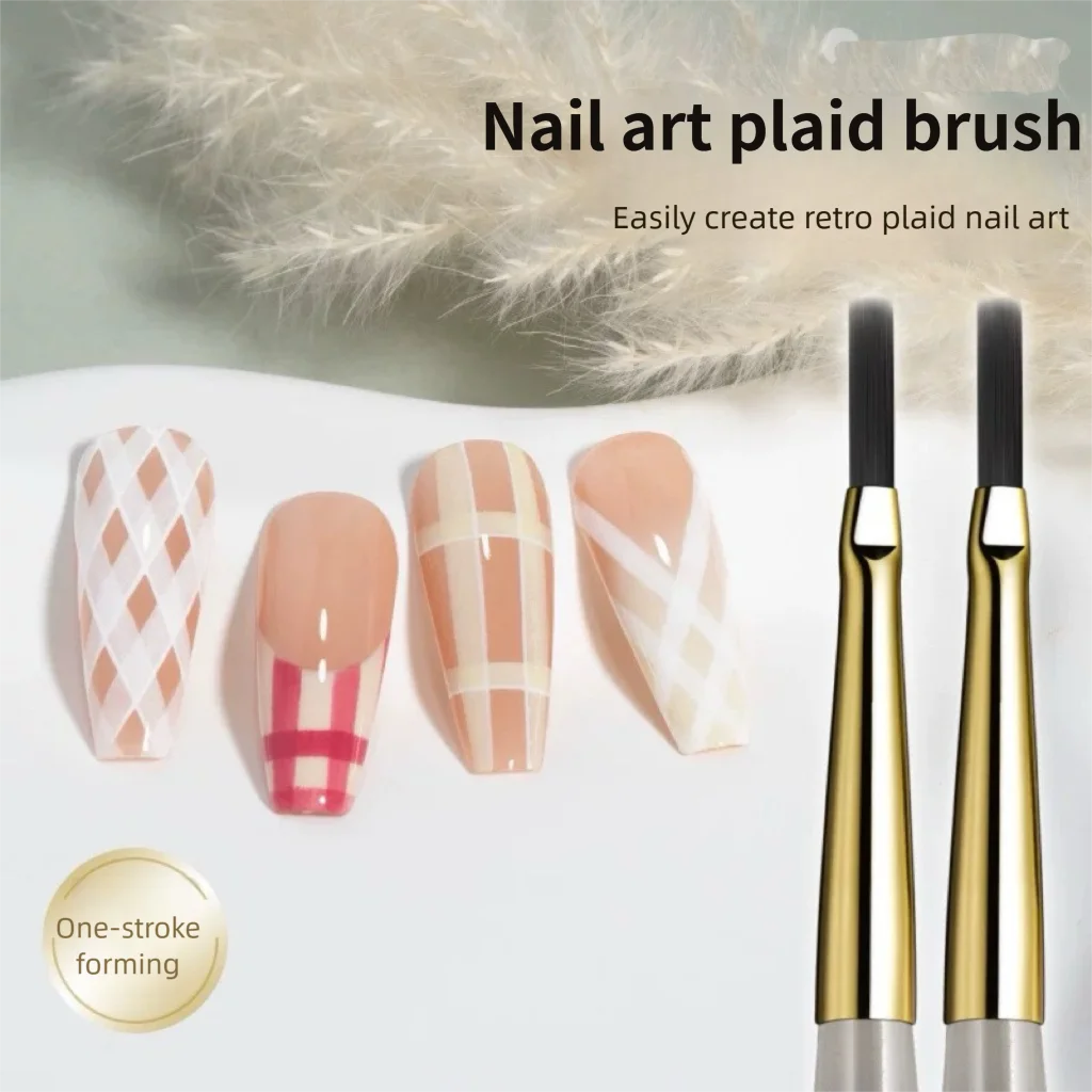 1/2 STKS Franse Plaid Nail Art Penselen Set - Lijnraster Patroon Tekenpen voor DIY UV Gel Uitbreiding Schilderbenodigdheden