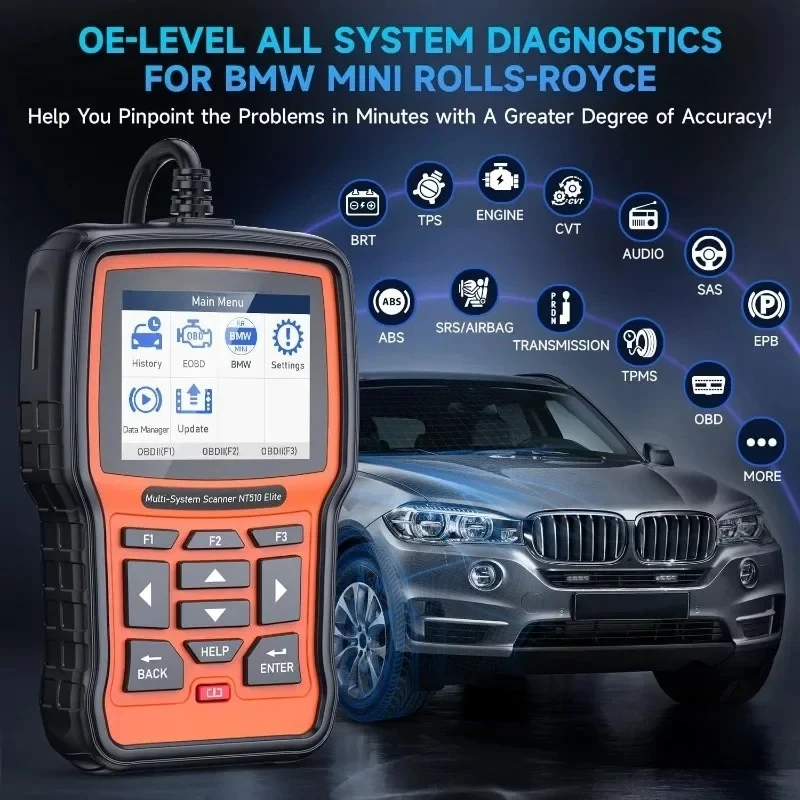 

Tool with All Reset Service authenticity NT510 Elite Scanner Full System Car Scan Tool, Bi-Directional Diagnostic