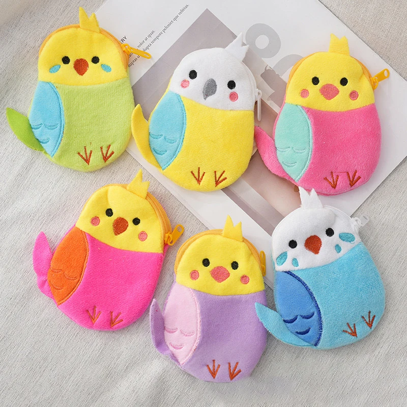 1 Pc Cartoon Parrot Plush Coin Purse Children's Plush Coin Purse Headset Data Cable Organizer Bag