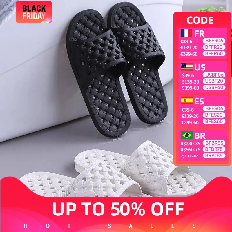 Men's Comfortable Soft Indoor Non-Slip Flip Flops Summer Bath Slippers Family Home Hotel Flat Shoes Bathroom Sandals