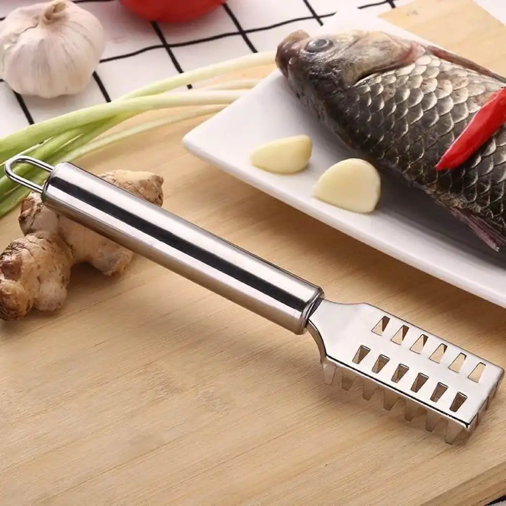 Stainless Steel Fish Scaler Scraper Gadget Kitchen Seafood Cleaning Tool Ergonomic Design Durable Effective Prep Device
