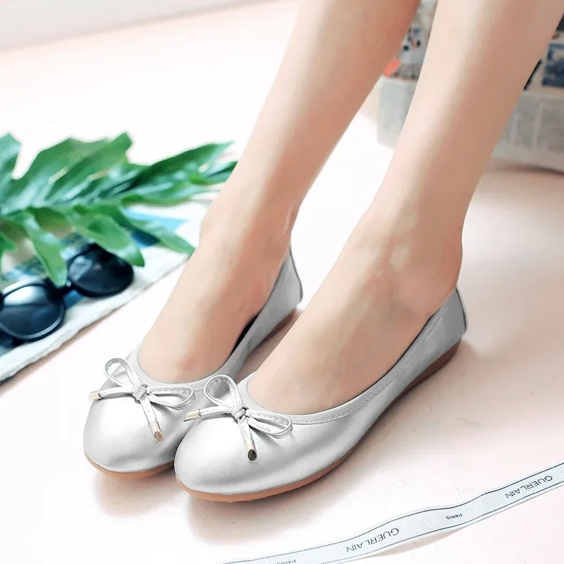 YAERNI Women Foldable Ballet Flats Portable Travel Fold up Shoes Woman Round Toe Bowknot Slip On Casual Shoes for Spring Autumn