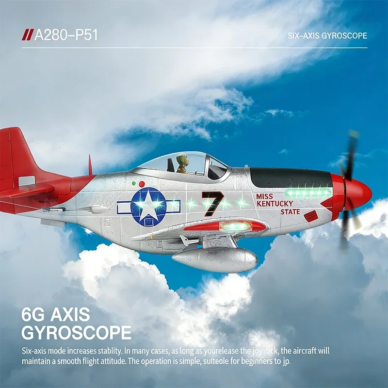 Wltoys 2.4G 4CH RC Airplane A280-P51D With Gyro And 1806 Brushless Motor Fixed Plane RTF Version For Kids And Adults Gift