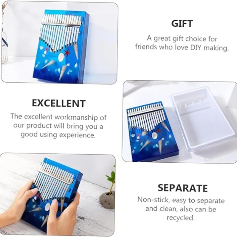 DIY 크리스탈 에폭시 송진 몰드 손가락 피아노 실리콘 몰드, 송진 17 톤 엄지 피아노