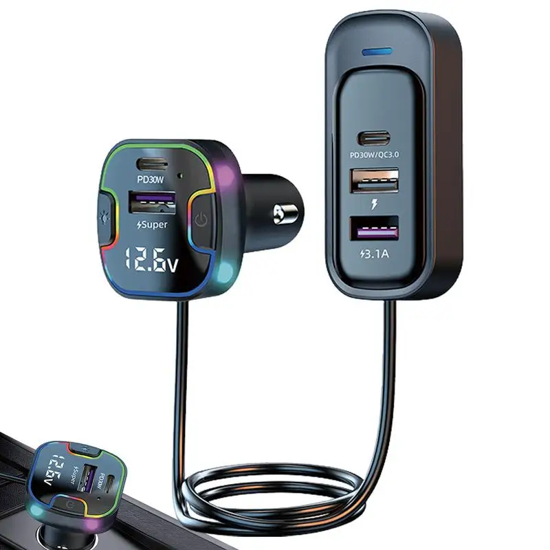 

Charging Power Adapter Extended Car Charger Adapter Auto USB Fast Charger Adapter Boasting Wear Resistant ABS Fireproof Adapter