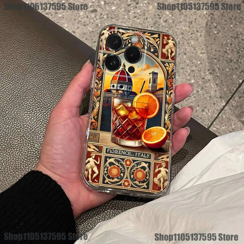 Etui na telefon Aperol Spritz Art do iPhone'a 17, 16, 15, 14, 13, 12, 11 Pro, Max, Plus, X, XS, XR, SE4, E Mini, przezroczyste, miękkie.