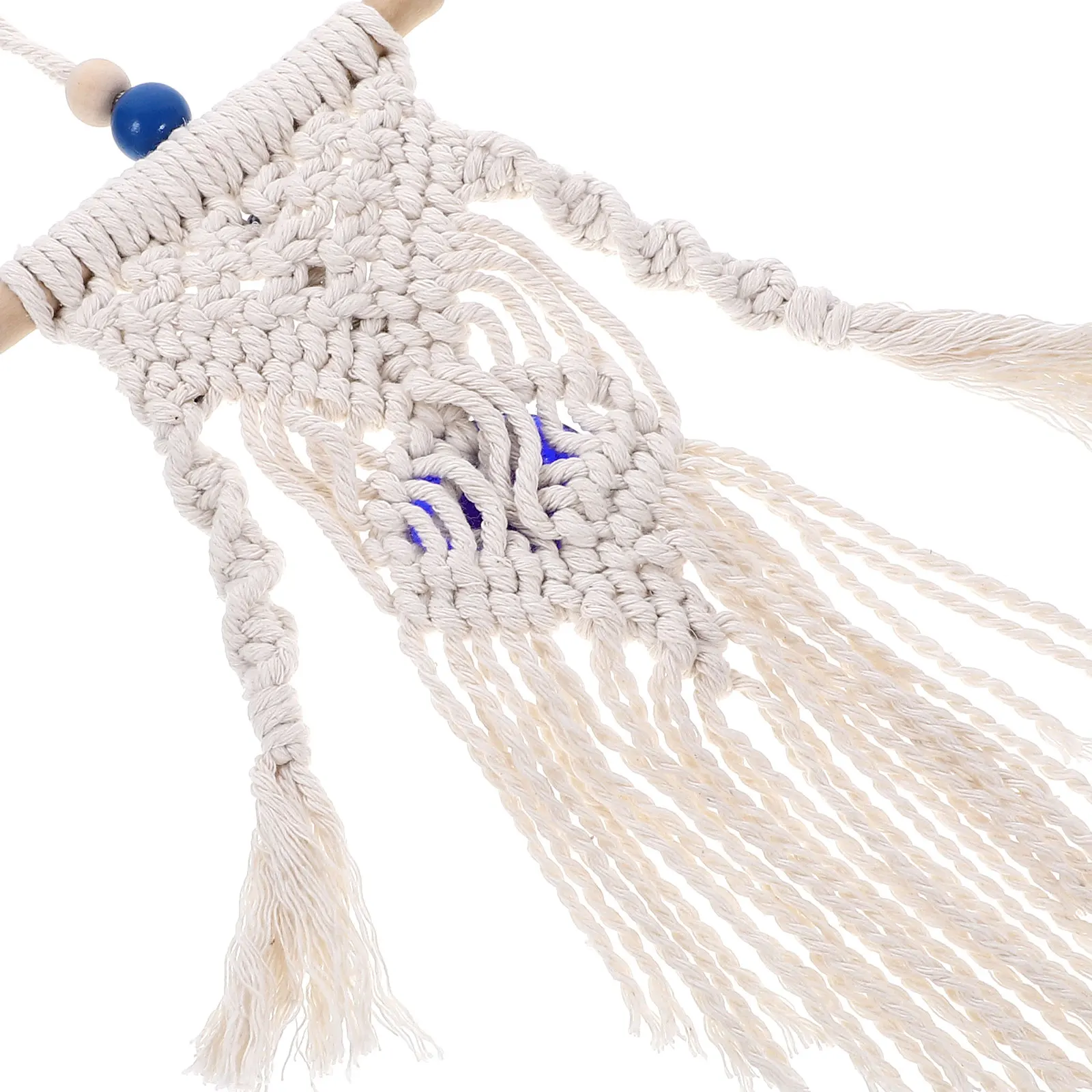 

Blue Eyes Tapestry Wall Hanging Home Macrame Decor Handmade Cotton Rope Tassel Pendant Bedroom Art Ornament Lightweight Compact
