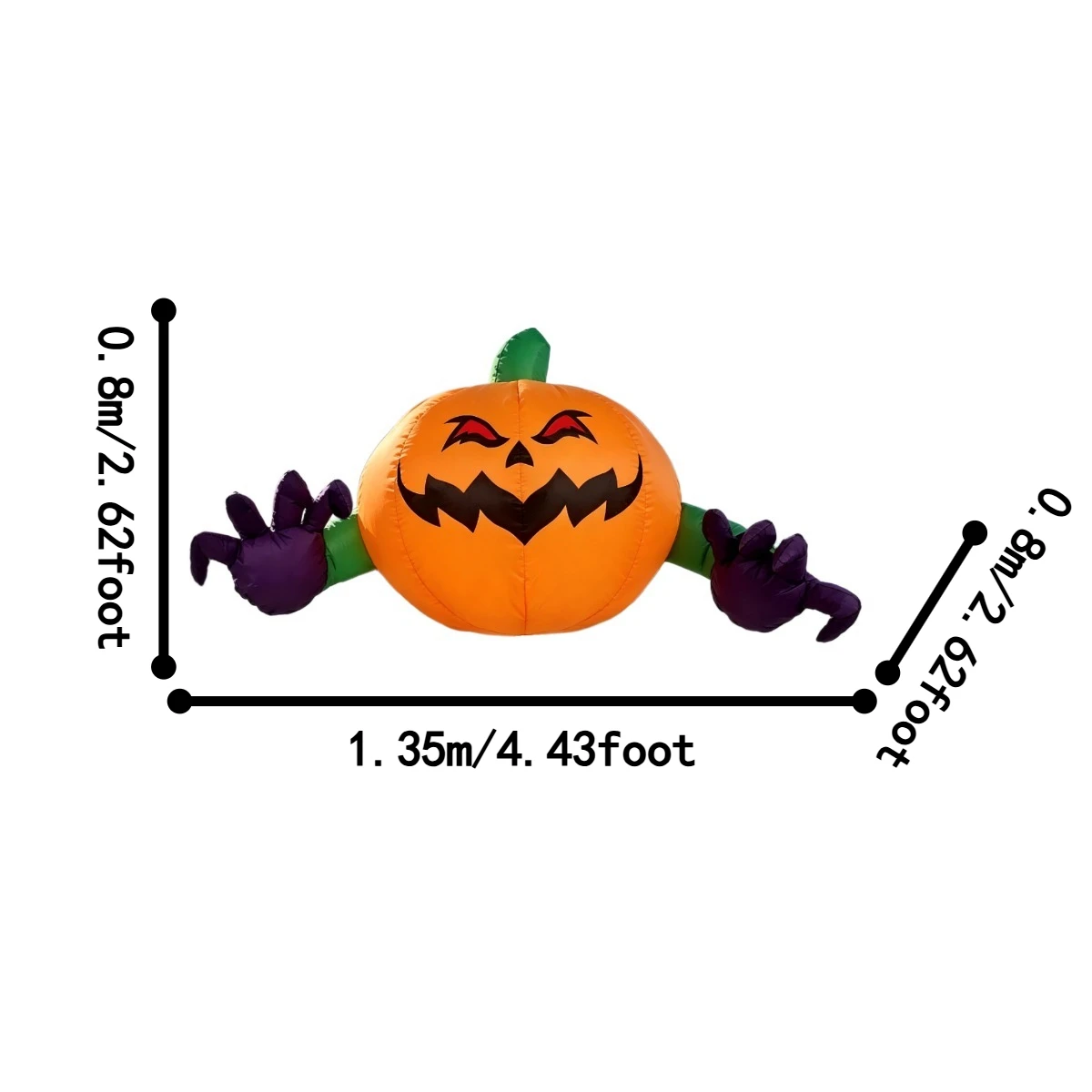 2.6FT Halloween Inflatable Pumpkin Inflatable Toys Window Ornament Party Decoration Outdoor Atmosphere Modeling Yard Decor