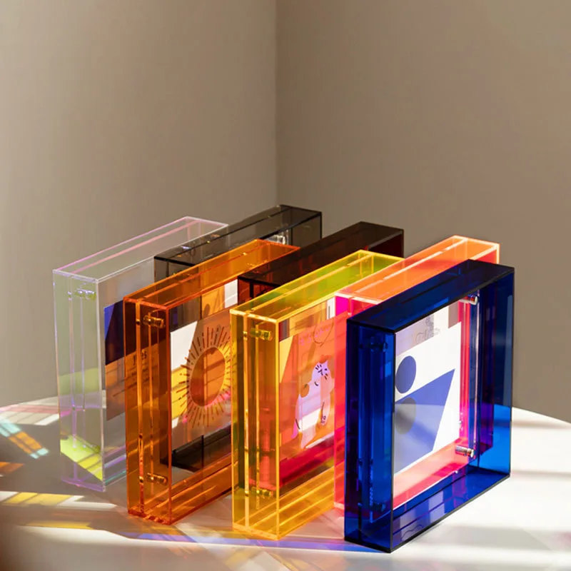 Color Acrylic Picture Frame Pendulum Table Square 4-inch Postcard Double-sided Display Stand Transparent Picture Frame Picture