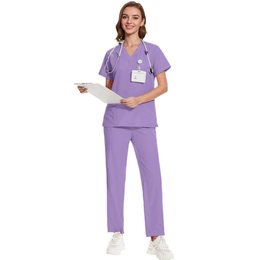 スリムフィット医療ユニフォーム女性スクラブセット看護師アクセサリー歯科医院美容サロンスパ作業服