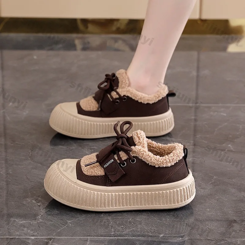 

Women's Casual Shoes 2026 Winter New Comfortable Plush Thicken Warm Boots Female Fashion Vintage Thick Sole Platform Ankle Boots
