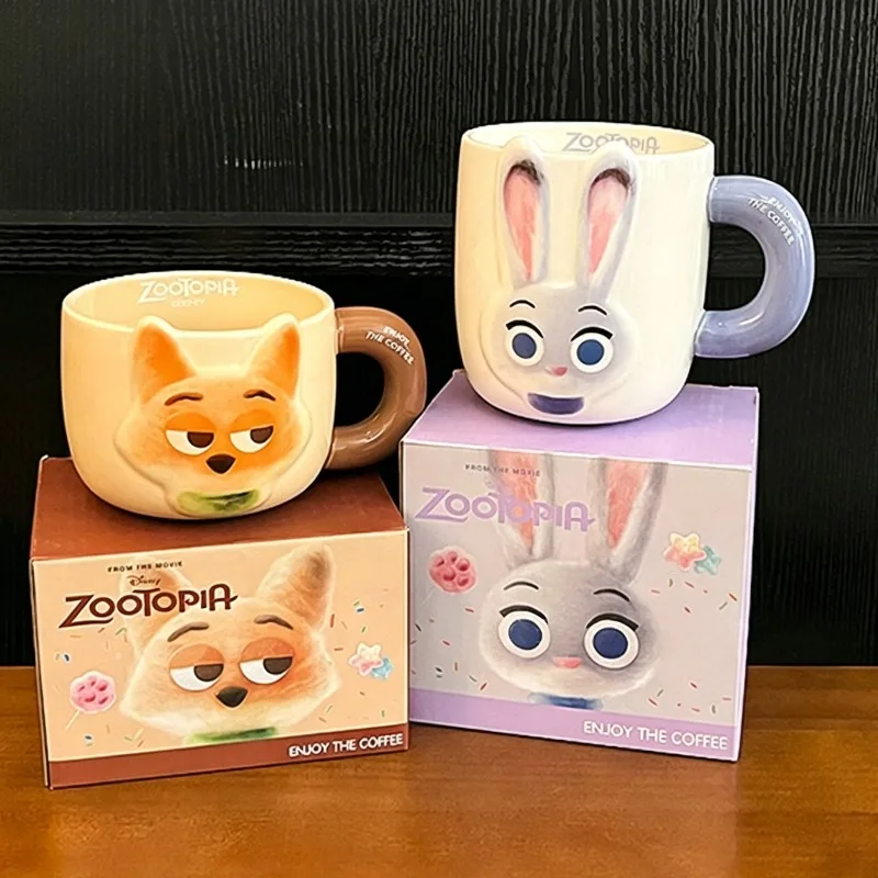 

Disney Zootopia Kawaii Nick Ceramic Cup Classics Cartoon Cute Judy Office Coffee Mugs Birthday Present Couple Water Cups Gift