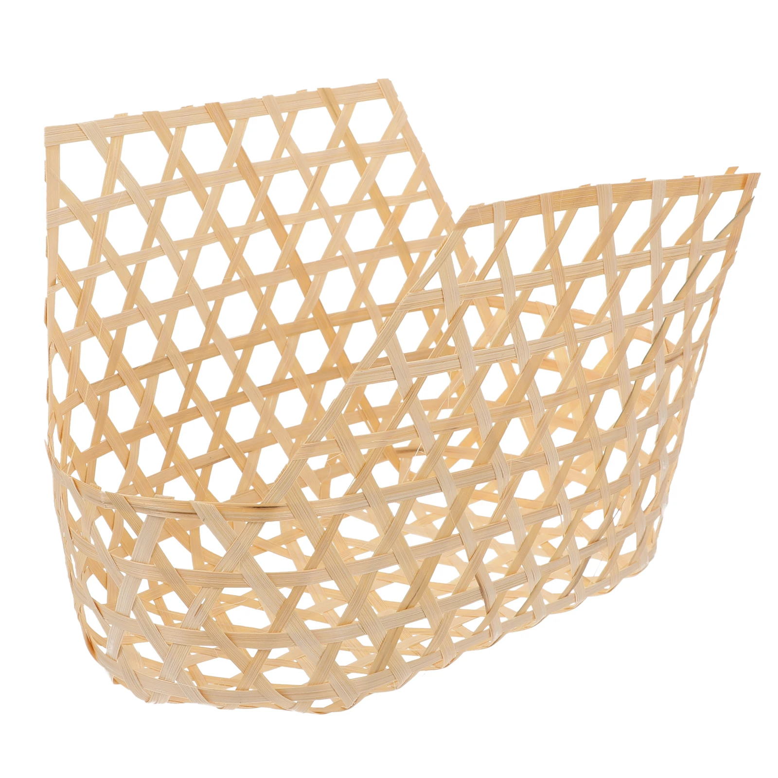 

Woven Picnic Basket Bamboo Hand Wicker Hamper Hand-woven Baskets Weaving with Handles Garden Storage