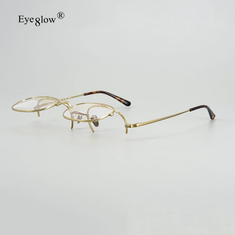 Japanese Pure Titanium Eyeglass Frame Flip Clips Oval Optical Reading Glasses for Men 2024 Trend Vintage Blue Light Lens Eyewear