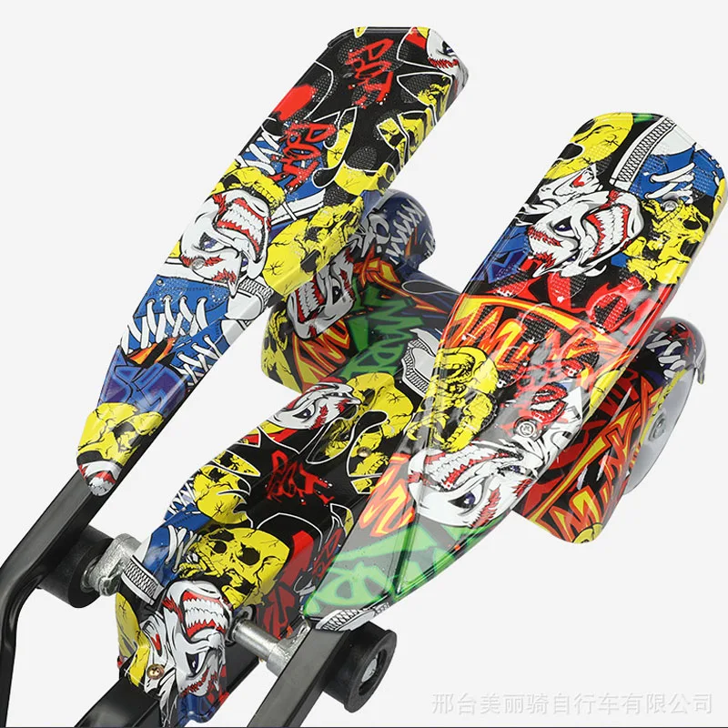 Children Double Pedal Scooter with Seat, Fold 3 Wheels Stepper Scooter Colorful Scooter