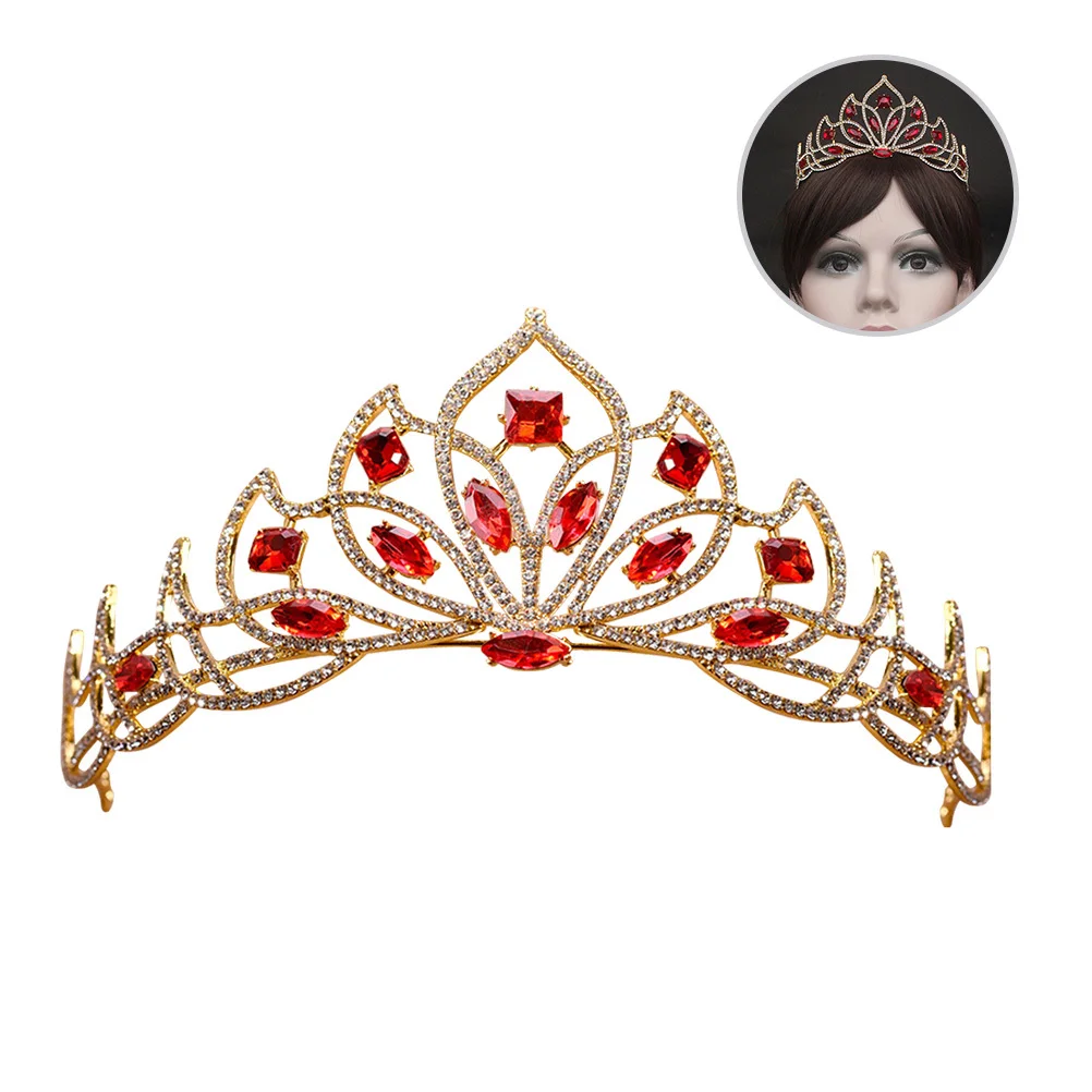 تقليد 18K الذهب كريستال زهرة البتلة الزفاف تاج حجر الراين الزفاف عقال مجوهرات الشعر الأنيقة لوصيفة العروس