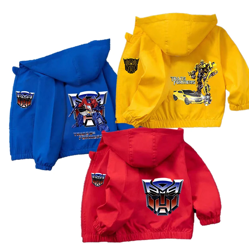 

Transformers Children Waterproof Jacket Boy Girl Cartoon Anime Figure Windbreaker Top Trendy Clothing Coat Kid Clothes Gift