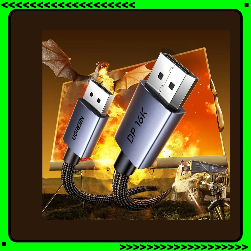 UGREEN 45445 DisplayPort Cable DP 2.1 Male to Male 2m 80Gbps 16K 60Hz 8K 240Hz Braided Video Cord for Gaming Monitor PC