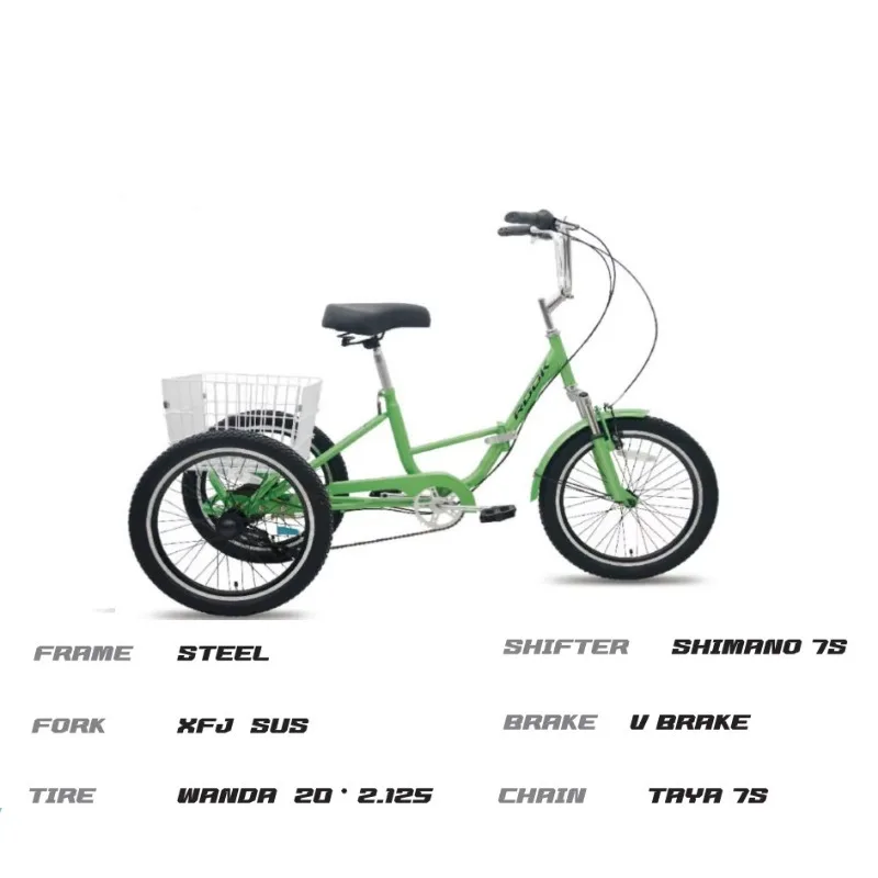 20-Inch human-powered tricycle single-speed folding production custom logo