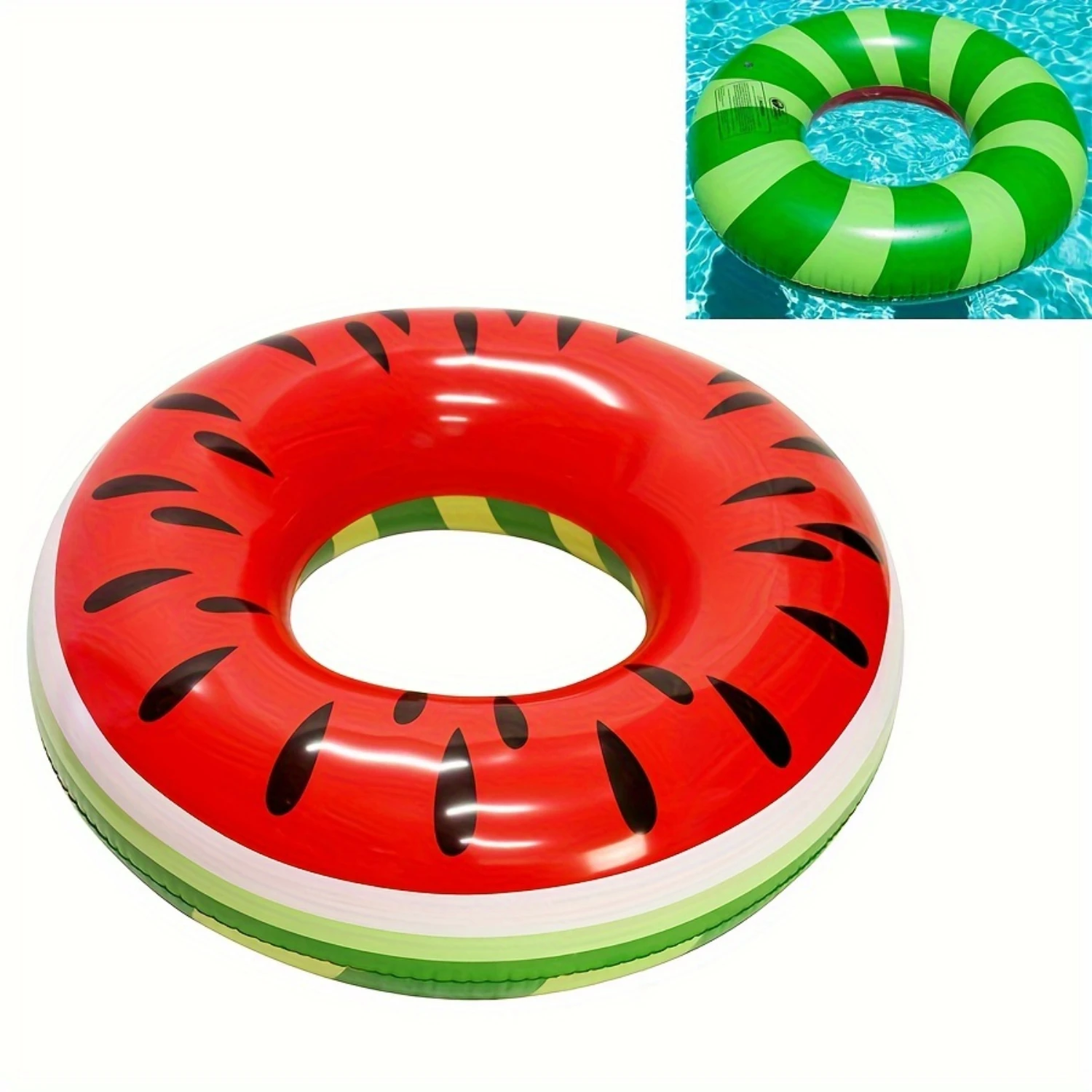 Giant 4ft Inflatable Watermelon Pool Loop Float - Fun Summer Swim Ring - Summer Leisure Raft Aquarium Pool area accessories