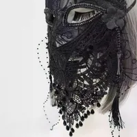 Beauty Mysterious-Masque intégral en voile de dentelle noire pour adultes, masque de danse de célébrité Internet, fête de chant d'anniversaire de vacances 4