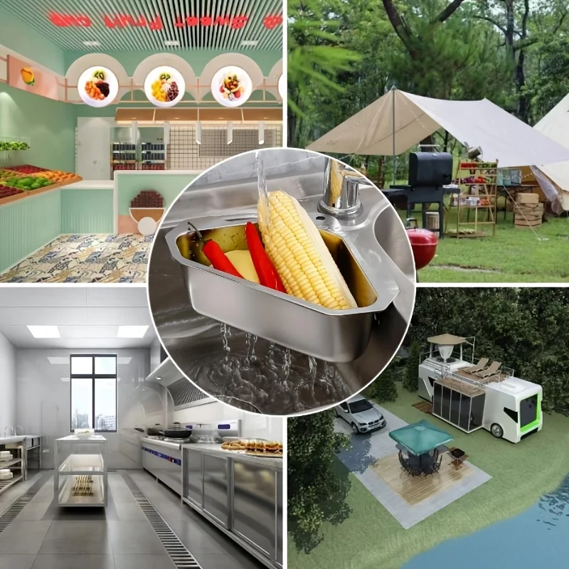 1pc 304 Stainless Steel Sink Drain Basket Triangular Sink Kitchen Sink Washbasin Leftover Filter Rack