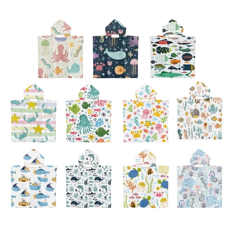 

Cartoon Print Infants Bath Robe Children Kids Hooded Bathrobe Cloak Shower Towel Cotton Beach Towel Baby Bathing Towel