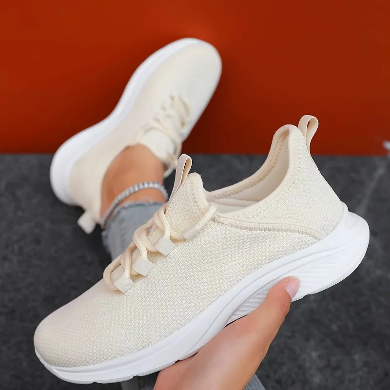 Four Seasons Women Breathable Mesh Sneakers Lightweight Running Shoes Soft Trainers Non Slip Casual Sport Shoes Outdoor Footwear
