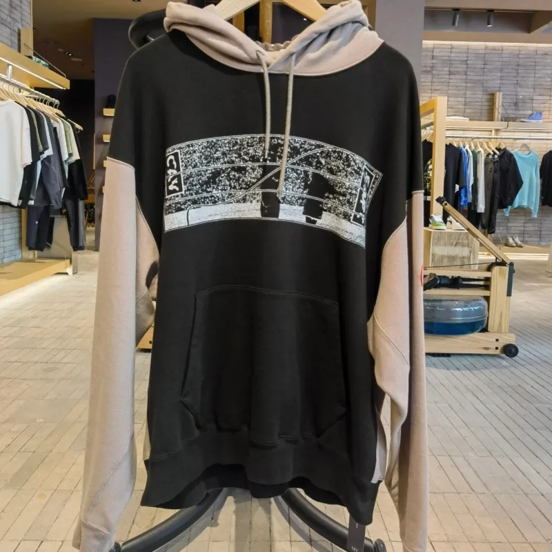 

Худи CAVEMPT оверсайз из плотного хлопка с цветными блоками, ретро-абстрактным принтом и шнурком, унисекс, пуловер