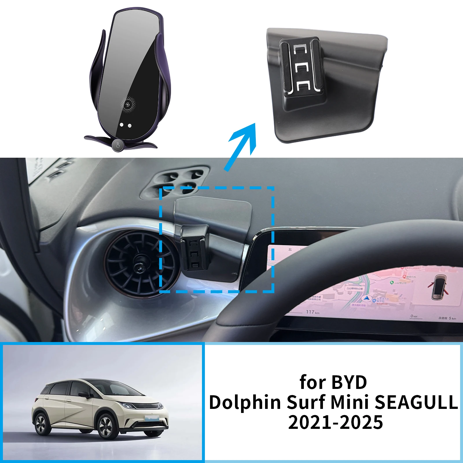 

Car Mobile Phone Holder Navigation Stand Auto GPS Bracket for BYD Dolphin Surf Mini SEAGULL 2021 2022 2023 2024 2025