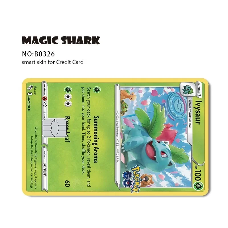 Magic Shark Pokemon Card Pikachu Charizard Mewtwo Front  Film Skin Cover Sticker for Credit Debit Card No Fade