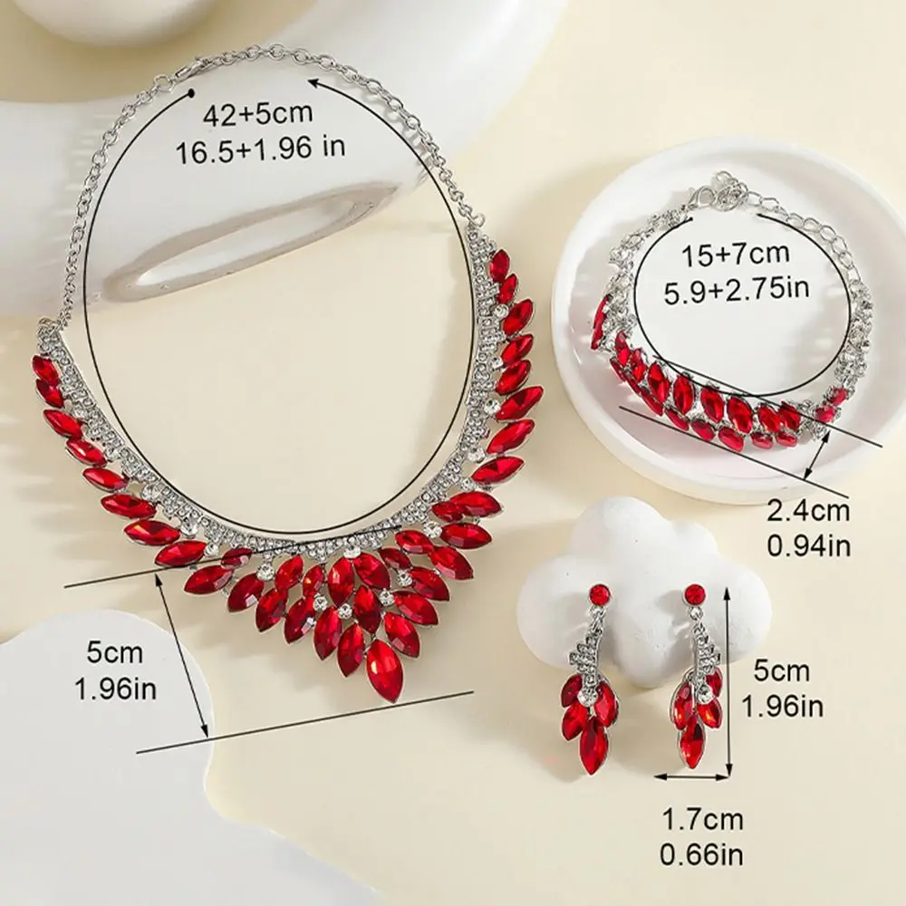3/4Pcs Sparkling Women's Jewelry Set Earrings Elegant Rhinestone Bridal Jewelry Set Minimalist Baroque