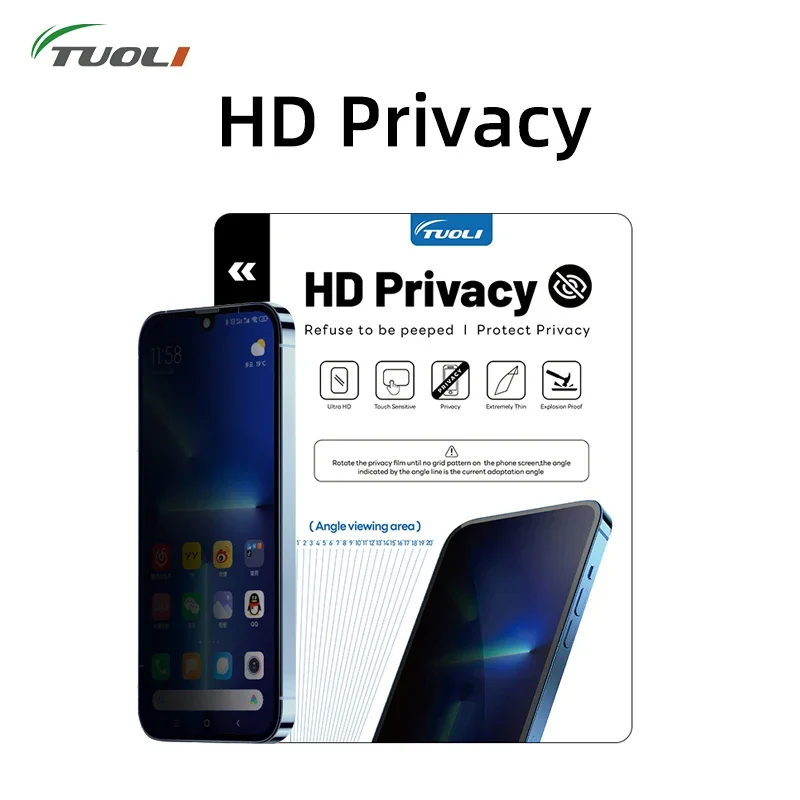 TUOLI TL-1812PH 190*150  Anti-peep HD Privacy Hydrogel TPU Film Screen Protector Mobile Phone Universal Cutting Screen Protector